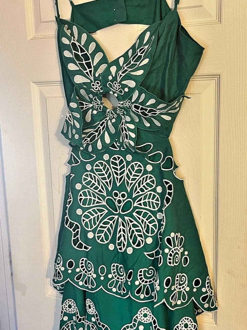 Embroidered Maxi Dress in Green & White NWT - Picture 2 of 14